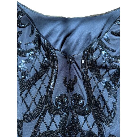Adrianna Papell Navy Sequined Cocktail Dress - Size 4 - Picture 12 of 15